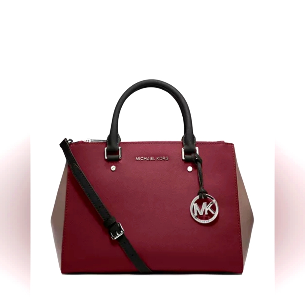 MICHAEL Kors MK Designer Sutton Medium Color Block Satchel Purse Crossbody